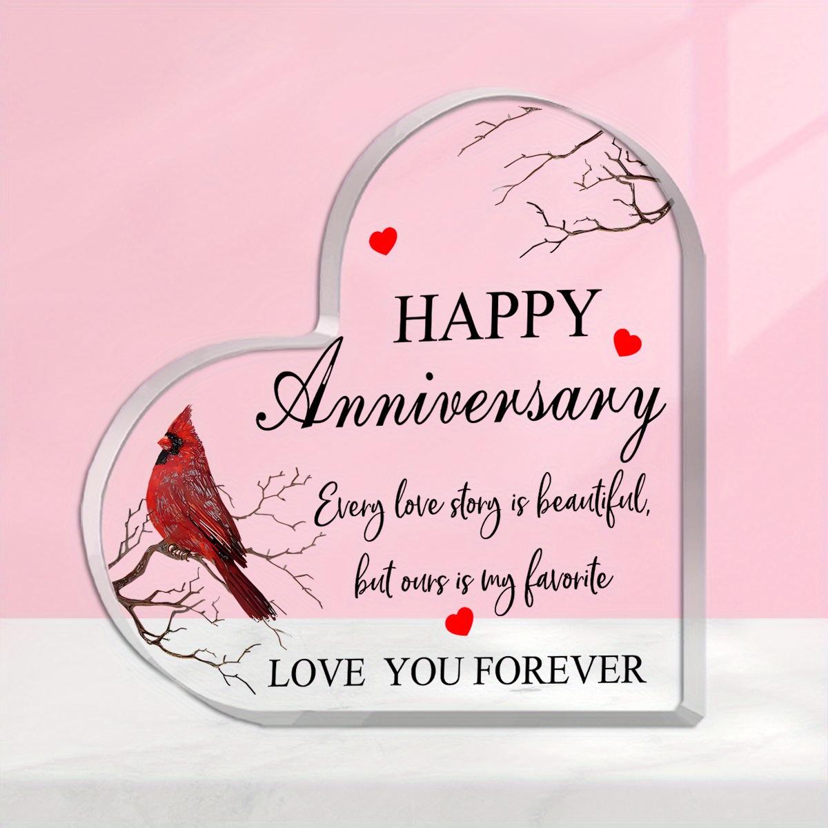 

Юбилейное акриловое сердце с кардиналом. Нежный подарок на День святого Валентина для пар, жены или мужа. чистый