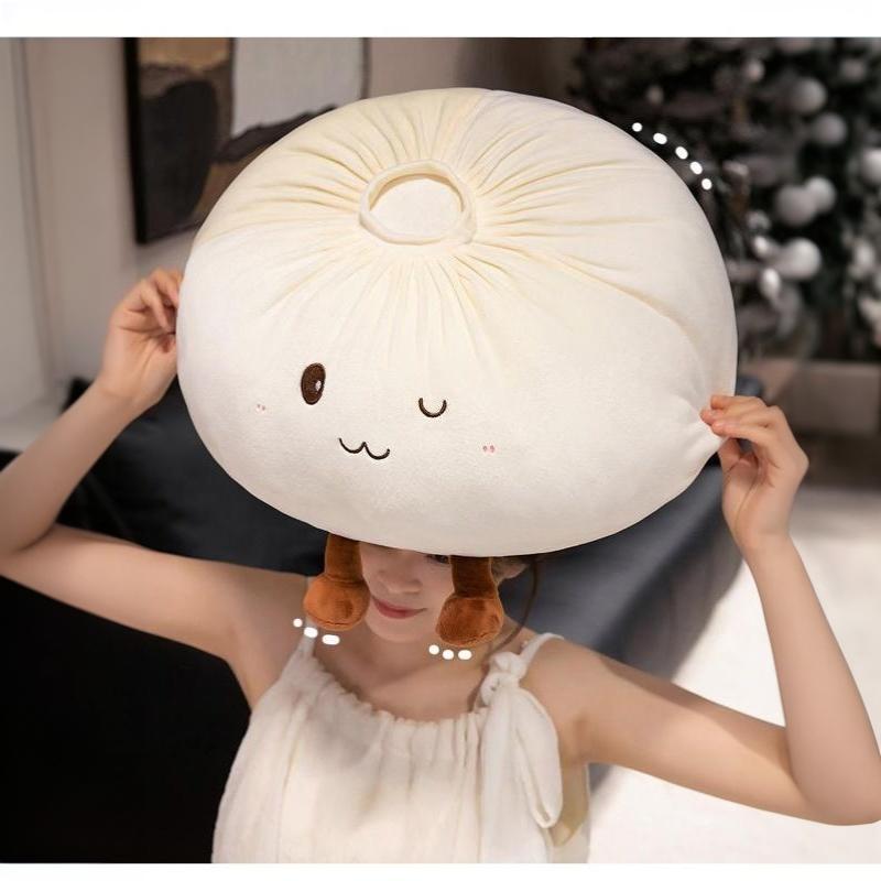 Super Soft Plush Material Steamed Bun Plush Pillow Pp Cotton Filled Fluffy Comfortable Dumpling Plush Toy Stress Relief