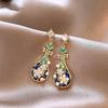 Real gold electroplated French pearl flower stud earrings court style retro niche earrings light luxury premium earrings women