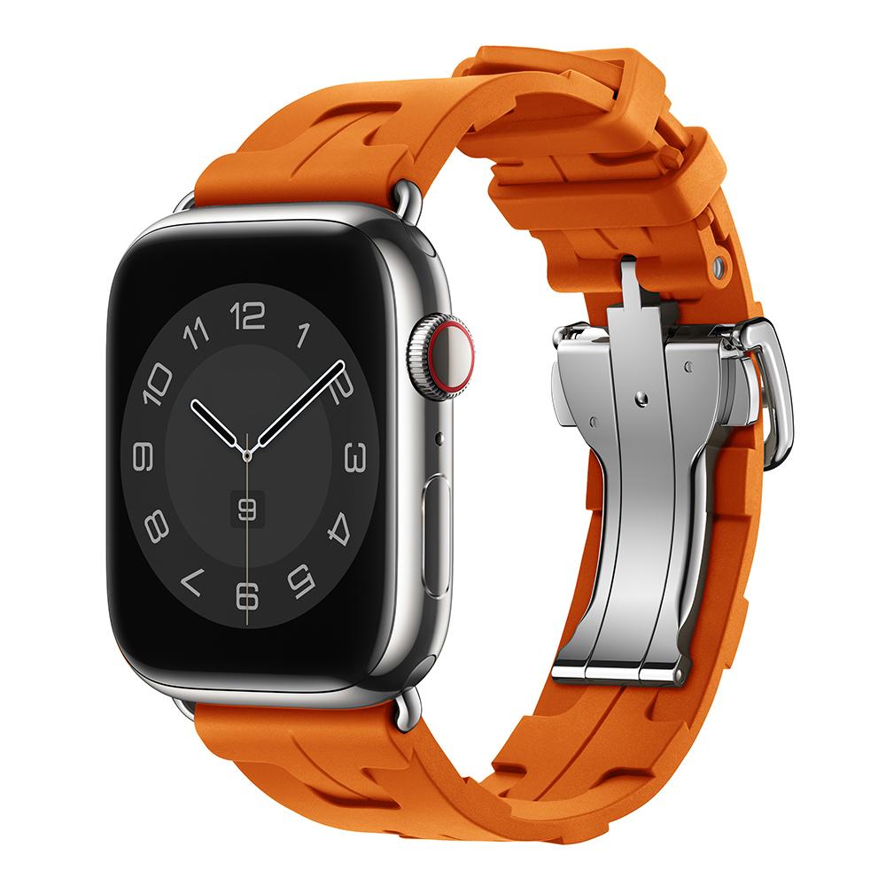 Original Soft Rubber Strap for Apple Watch Band 49mm 45mm 41mm 44mm 42mm 38mm Metal Buckle Bracelet for IWatch