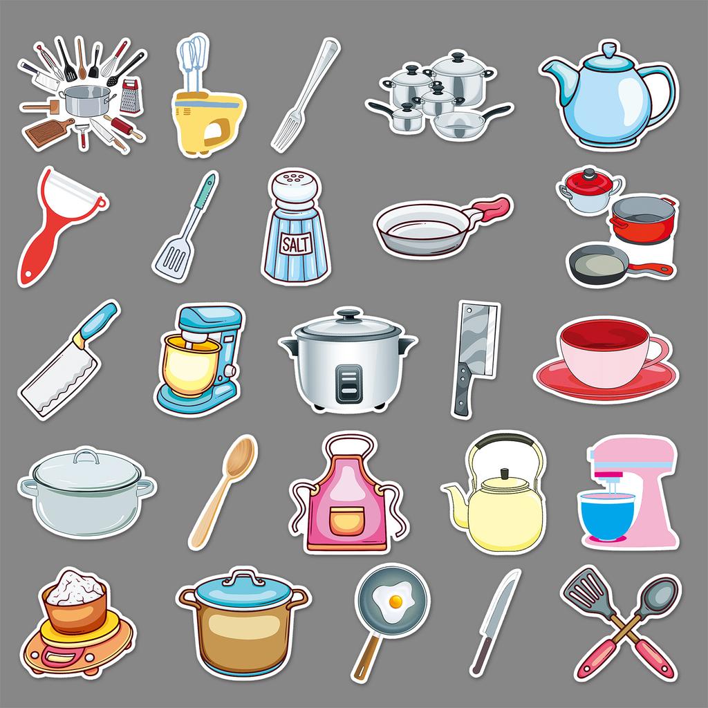 50 Kitchen Supplies Doodle Personalized Cartoon Guka Children's DIY Mobile Box Stickers Waterproof