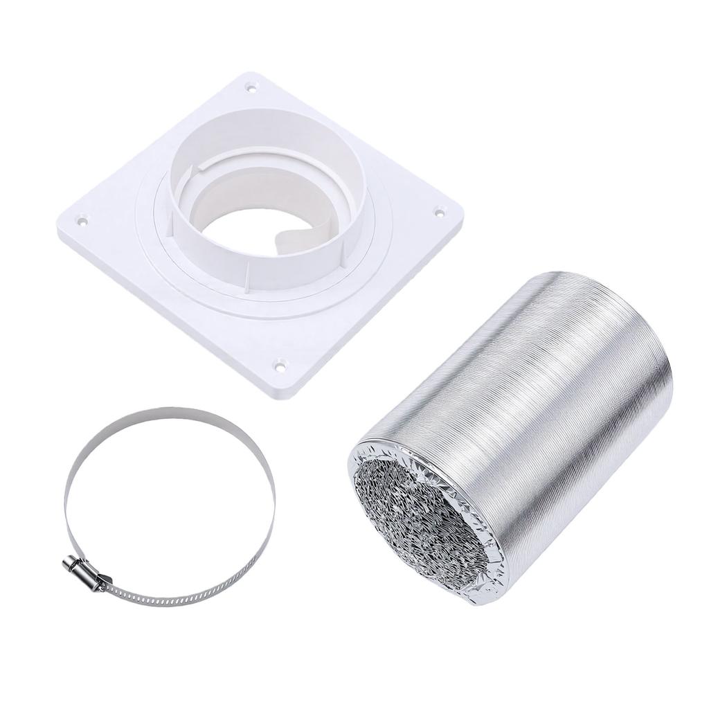 Dryer Vent Connection Kit Fit 4 Inch Duct Quick Connect Coupling Wall Flange Plate Aluminum Foil Hose and Clamp for Bathroom