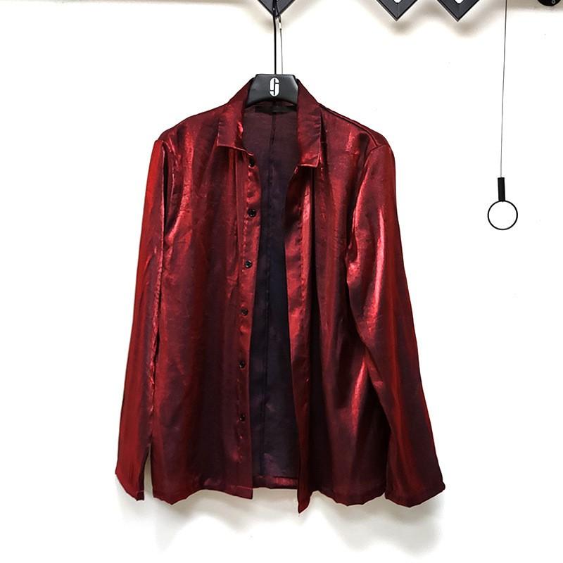 TY High Street Shirt Luxury Lazy Gentleman Style Loose Satin Long Sleeve