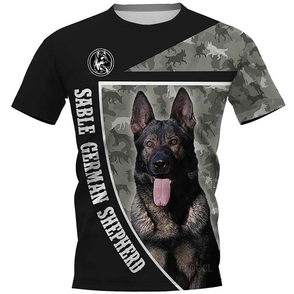 

Футболка HX Sable German Shepherd Camo для мужчин и женщин, летняя, с 3D-принтом, модная, Harajuku, повседневная, уличная, универсальная, топы