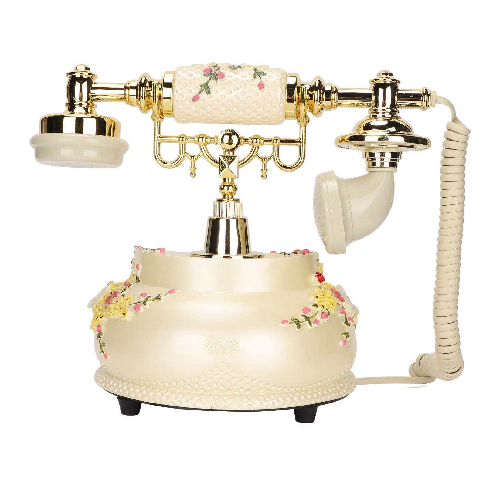 

Винтажный телефон Цветочный стиль FSK DTMF Совместимость Чистый звук Функция повторного набора Сохранение номера US Plug