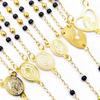 Schwarze Kreuzkette mit Goldakzenten, Multi-Accessoire - Edelstahl-Rundperlen-Schutzkette für Damen