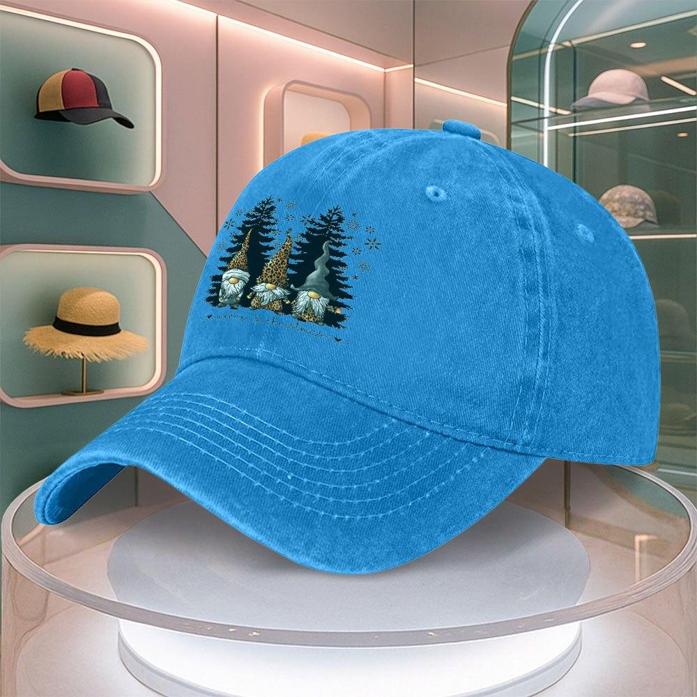 Christmas Gnome Print Mens Baseball Cap Curved Brim Dad Hat Adjustable Snapback Multiple Colors