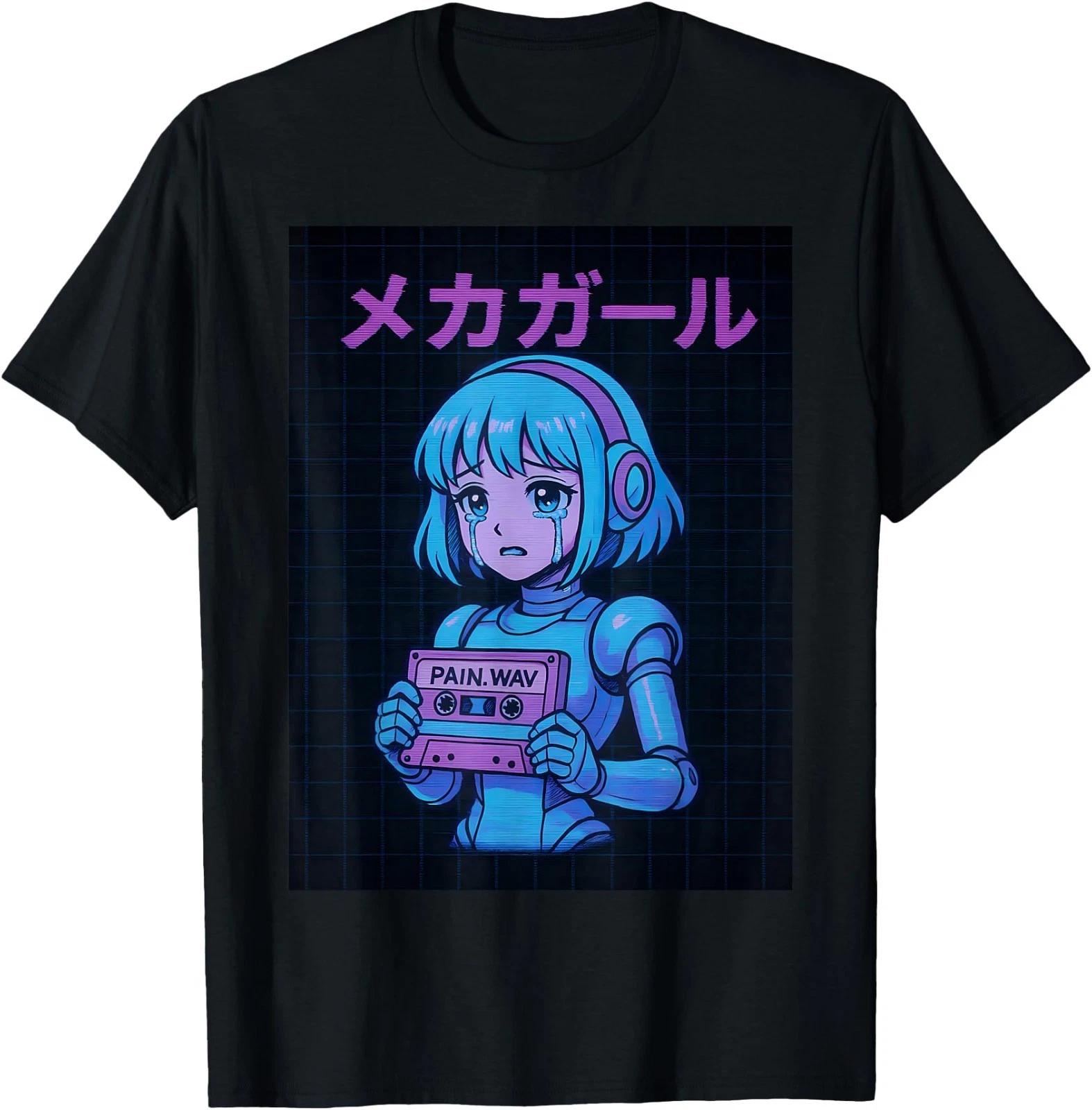 Vaporwave Anime Girl Cassette Tape Retro Japanese Aesthetic T-Shirt L