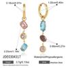 Elegant Multicolor Geometric Zircon Drop Earrings For Women Gold Plated Stainless Steel Earrings Fashion Jewelry Gift