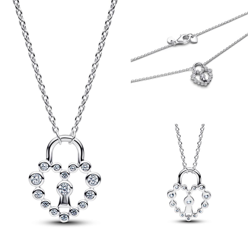 925 Silver Diamond Pendant Necklace Shiny Key Gem Heart Shaped Pearl Cross Lucky Chain for Women Fine Jewelry Gifts