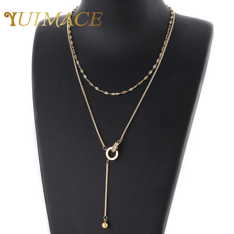 

Minimalist Japanese & Korean Style Double Ring Tassel Pendant Necklace
