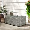 90 X 50cm Glass-Top Rattan Side Table - Light Grey