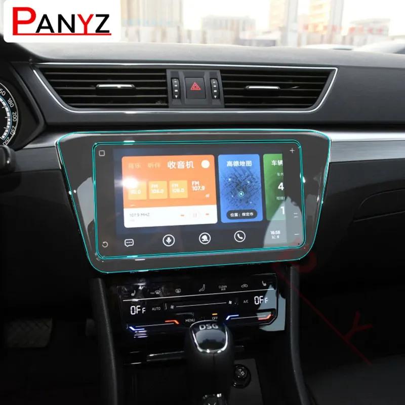 Car Interior Central Console Gear Shift Dashboard Navigation Screen Protective Film for Skoda Superb   Accessories