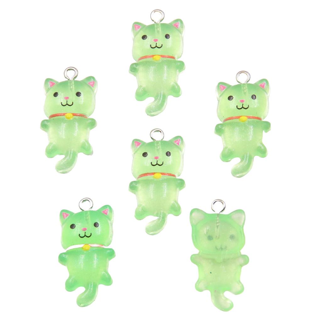 7-Color 15x29mm Translucent Luminous Cat Charms Keychain Accessories