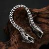 Punk Vintage Viking Wolf Head Bracelet Stainless Steel Men's Animal Wristband Charm Trendy Mesh Chain Bangles  Jewelry