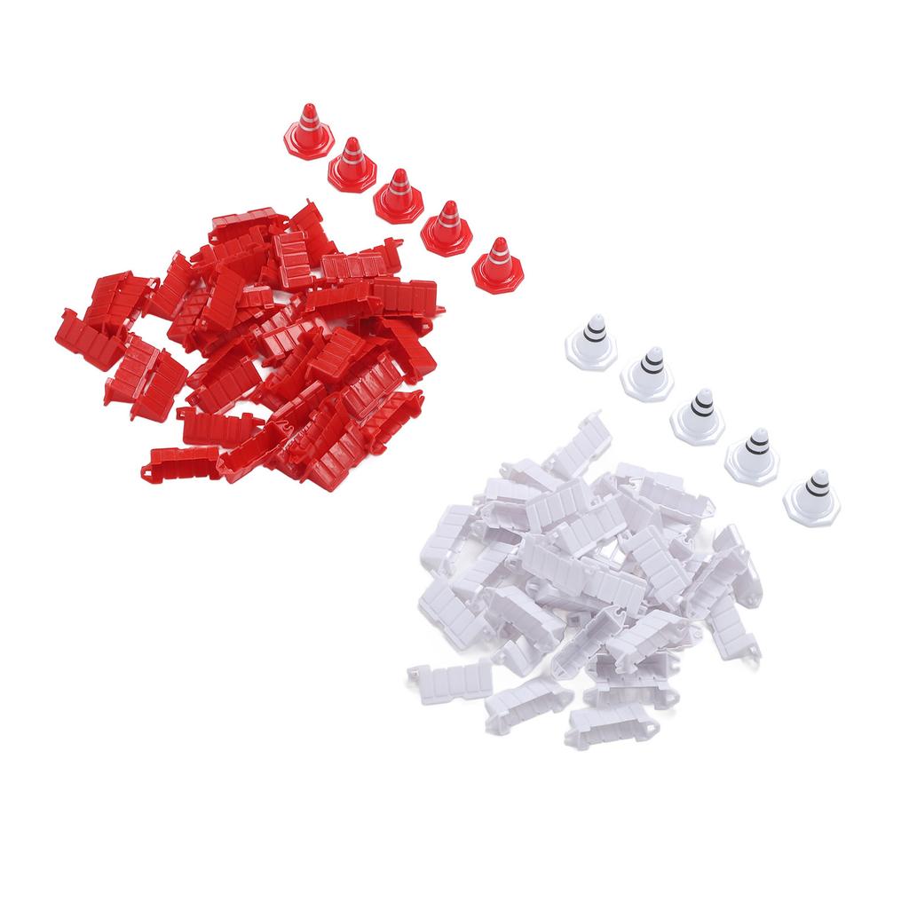 80pcs RC Roadblocks RC Car Racing Track Drift Runway Barriers Drift Field Fence with 10pcs Traffic Cones