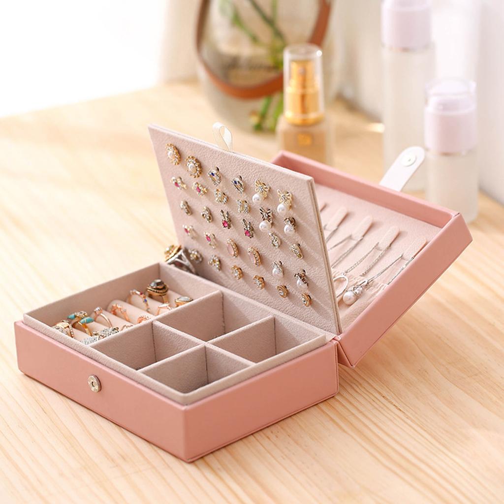 2 Layer Jewelry Holder Leather Jewelry Organizers with Buckle Jewelry Cases