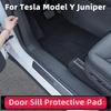 Pour Tesla Model Y Juniper 2026 2025 Protections de Seuil de Porte Avant Arrière Accessoires de Protection Intérieure Automobile en Daim