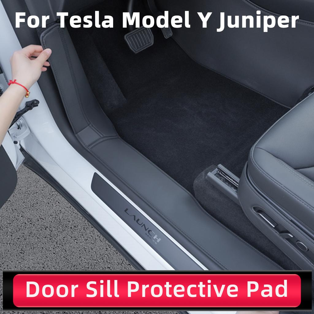 For Tesla Model Y Juniper 2026 2025 Front Rear Door Sill Protection Pads Automotive Interior Suede Protective Pad Accessories