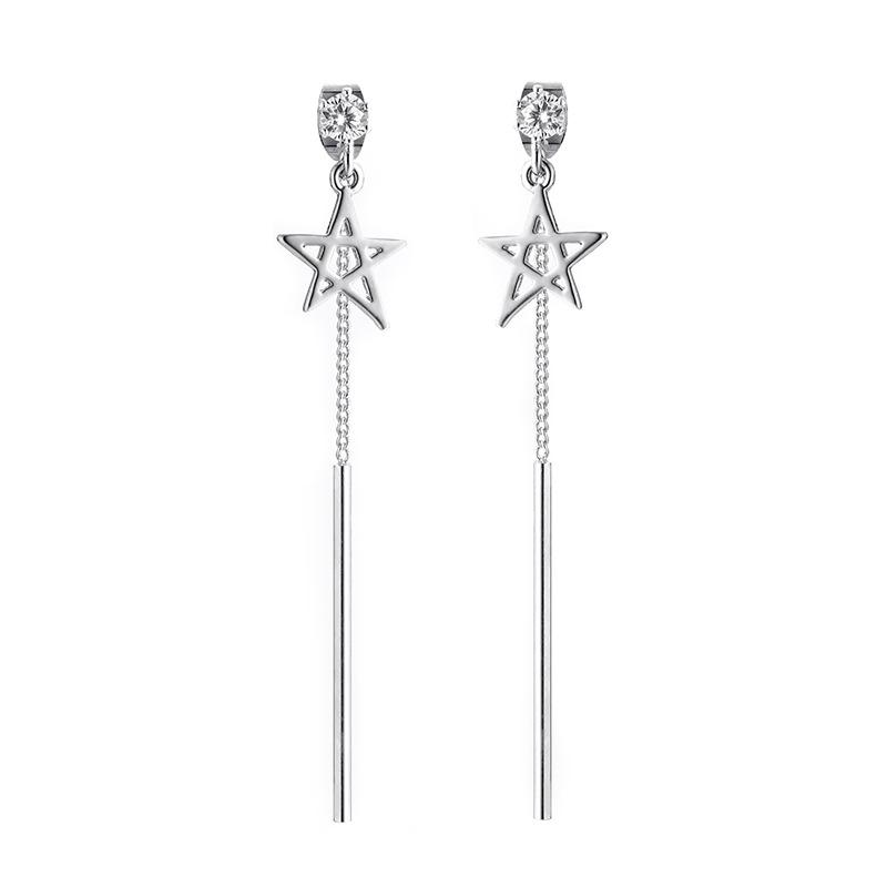 

Модные и универсальные ювелирные изделия, серьги-гвоздики двойного назначения с подвеской сзади для пятиконечной звезды, серьги-кисточки для женщин