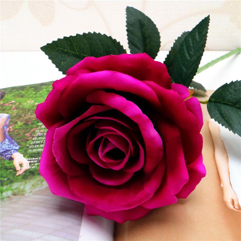 Elegant 5set Artificial Silk Fake Flowers Rose Bouquet For Wedding And Home Decor