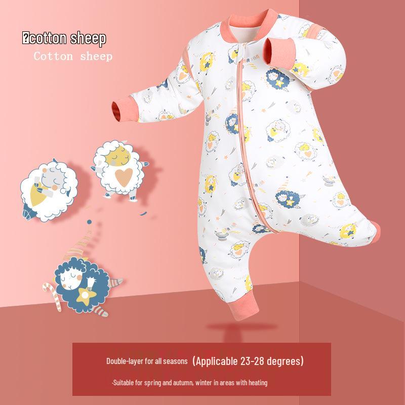 

IDBABY Бавовняний спальний мішок для немовлят з розділеними ніжками – Всесезонний дизайн проти здригання та проти перекидання для весни та осені. S (Recommended Height Up to 80CM)