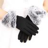 Warm gloves autumn and winter women's bow thickened fleece cold-proof outdoor riding non-inverted fleece touch screen gloves