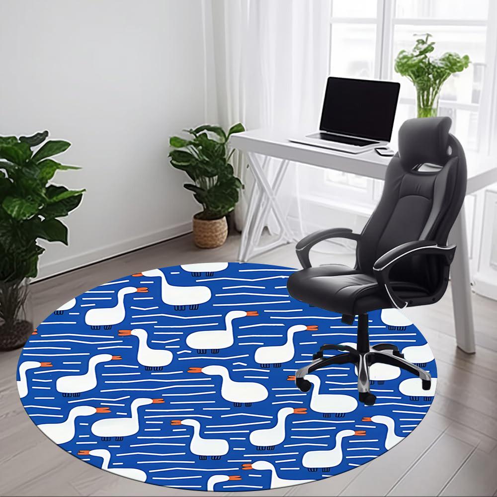 1pz Tappeto Rotondo da Ufficio con Fantasia di Oche, Tappetino Adatto per Ufficio, Sotto Sedie da Ufficio, Camera da Letto, Soggiorno, Decorazione per la Casa, Decorazione Stanza