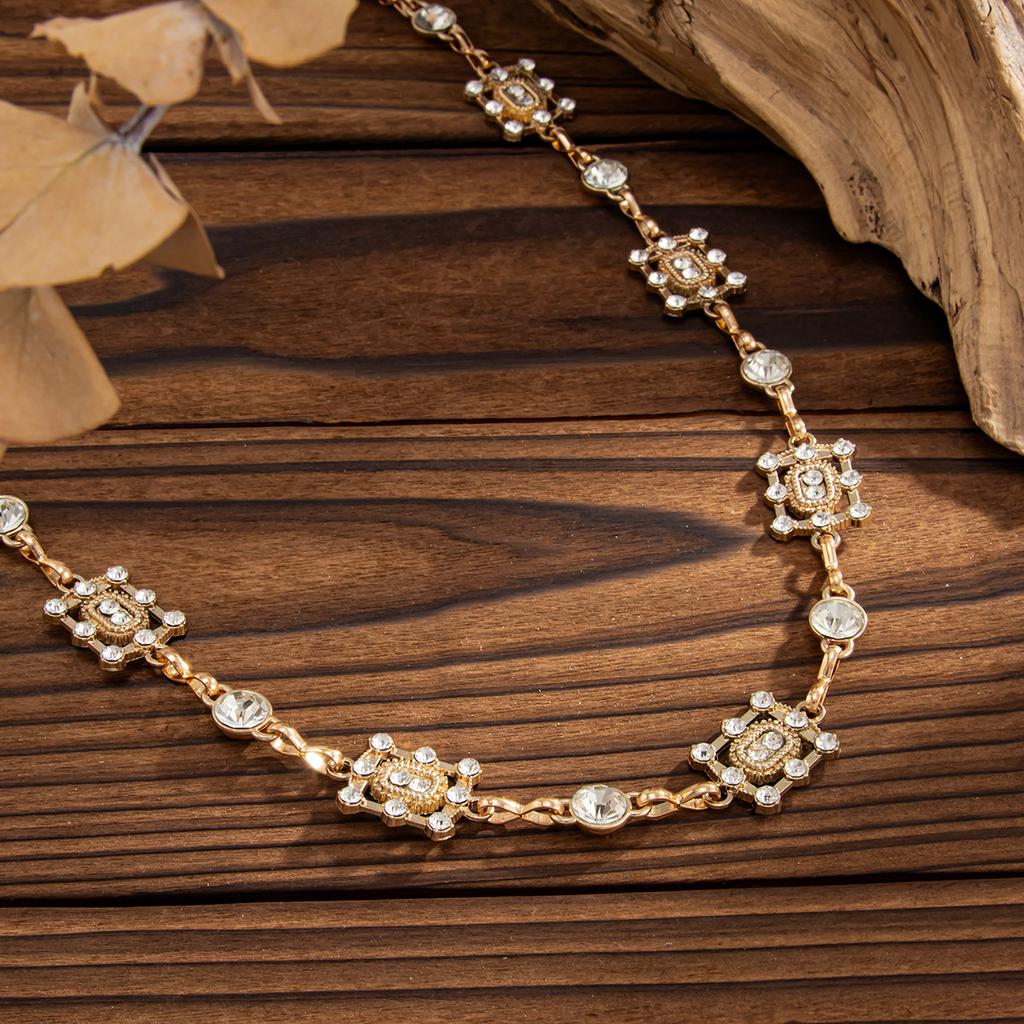 Vintage Geometric Square Diamond Splicing Waist Chain Women'S, Fashion Metal Body Chain Waist Chain