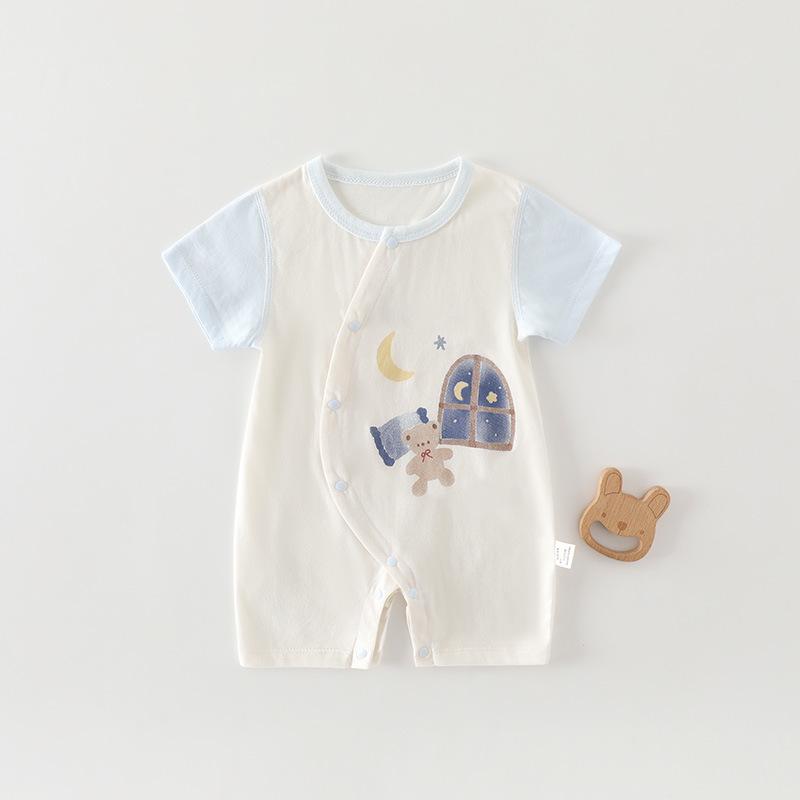 A-Class Pure Cotton Baby Romper: Summer Short Sleeve Crawling Suit for Newborn Boys & Girls