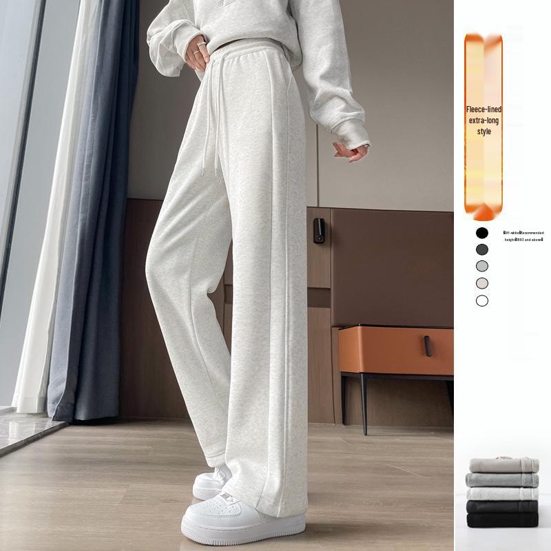 Women's High Waist Slimming Sweatpants: Narrow to Wide Leg Straight Casual Pants, Small Size, 2025 Trend.