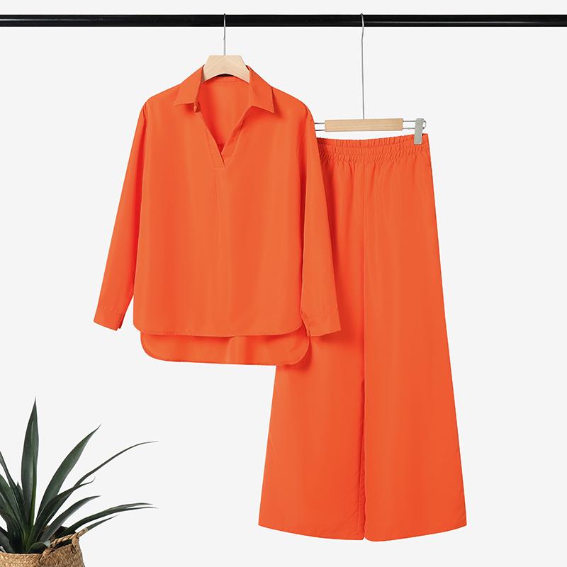 

ZANZEA Женская блузка с длинными рукавами и брюки повседневные комплекты из двух предметов