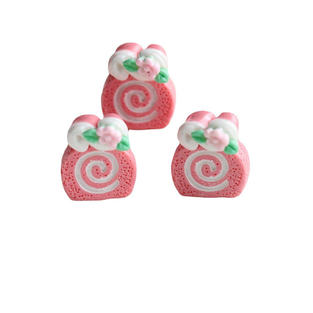 Sweet Fruit Cream Roll Cake Resin Dessert Hairpin Simulation DIY Accessory