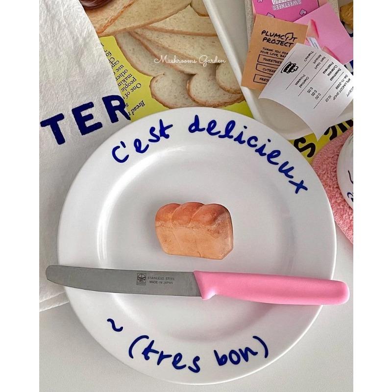 

Корейский INS Дизайн Сенсорная Тарелка Французский Рукописный Синий Шрифт Керамическая Посуда в Западном Стиле Десертная Тарелка Для Гурманов Красивая 8 inches