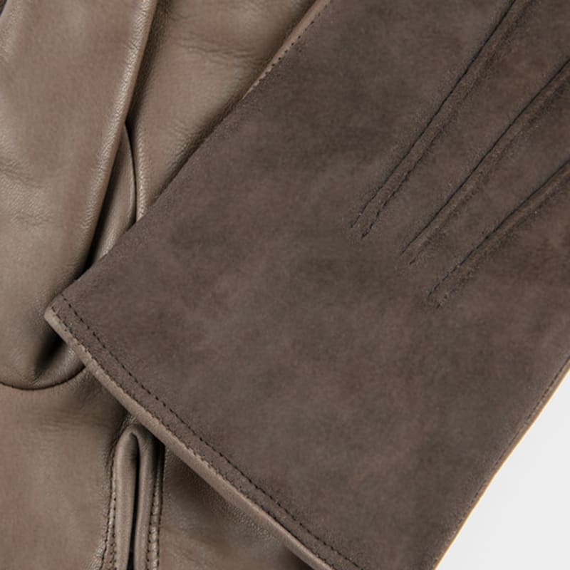 MANI CALDE Suede Leather Gloves For Women_Sabbia