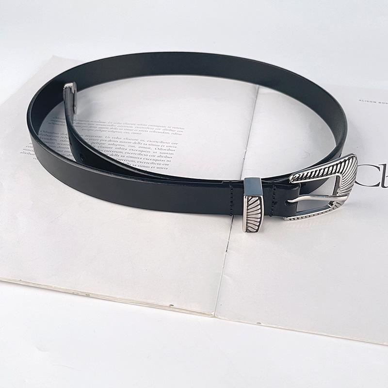 Vintage Women's Cowhide Leather Belt - Versatile Fashion for Casual Pants & Jeans
