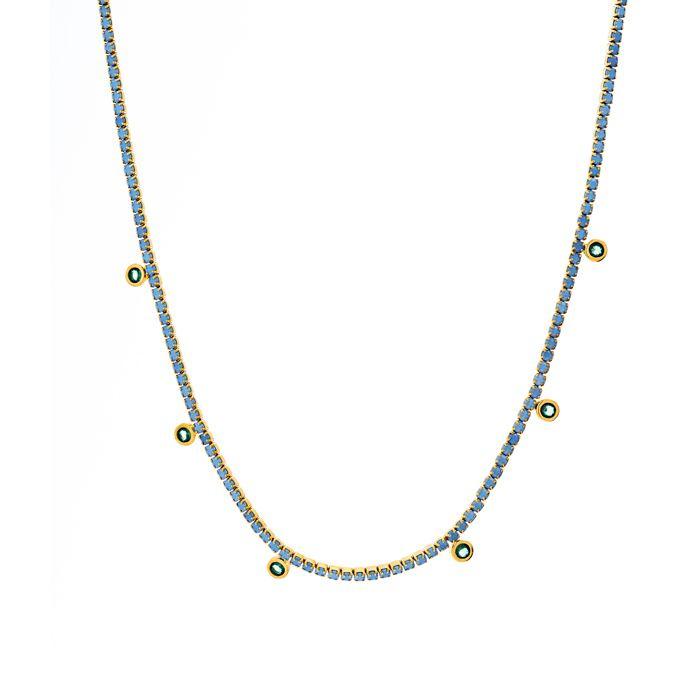 Collier Luxenter En Argent 925 Et Nano Turquoise Fini En or Jaune 18k - Nejad