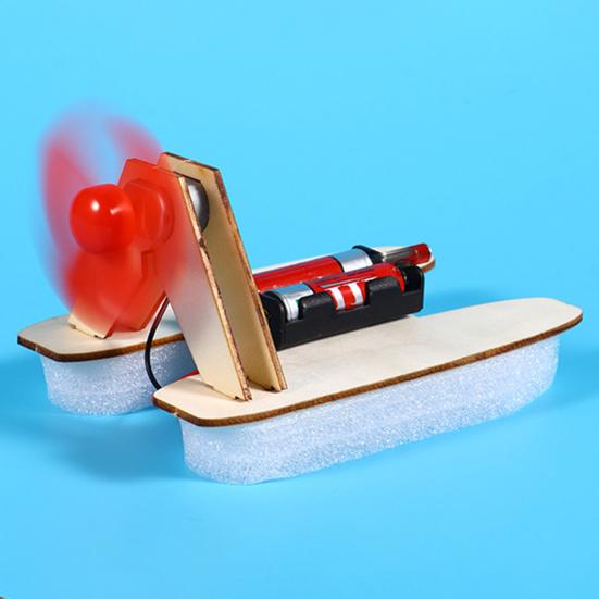 1 набор DIY Wind Powered Boat Model Kit Handmade Wooden Puzzle Hovership Building Crafts Kids STEM Educational Physics Science Experiment Toy