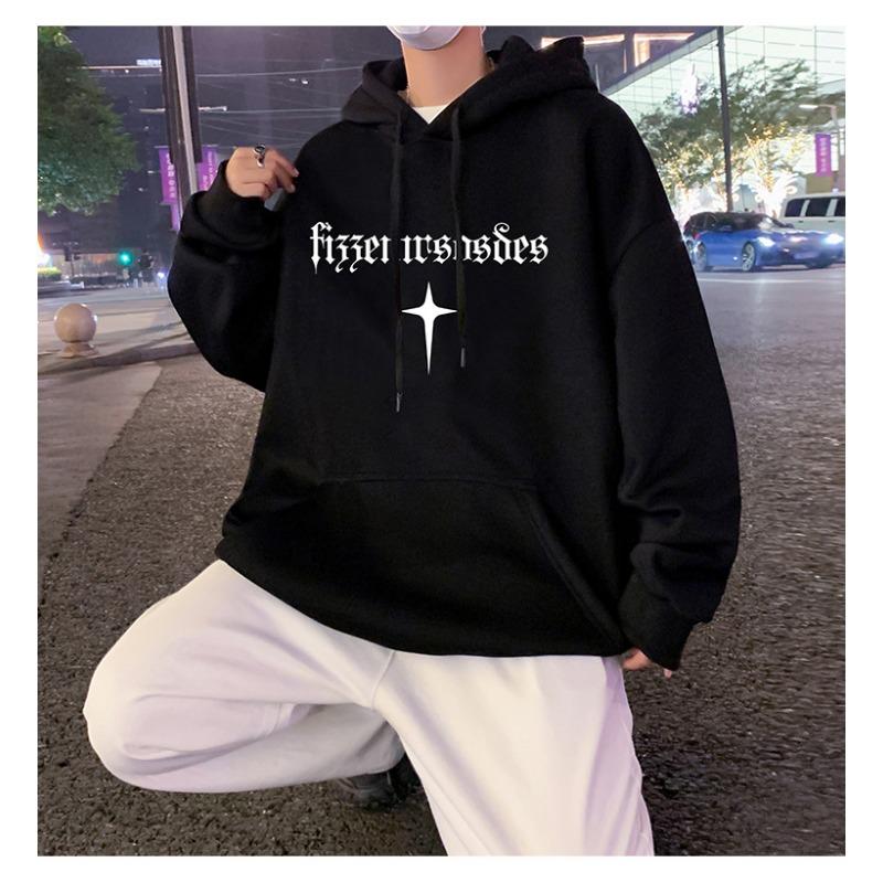 Vintage American Oversize Fleece Hooded Sweatshirt Men Casual Couple Top