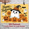 Party Backdrop Halloween Flat Spanish Language Cute Pumpkin Ghosts Pumpkins Wedding Event Backdrop Decoration Front Door Decor