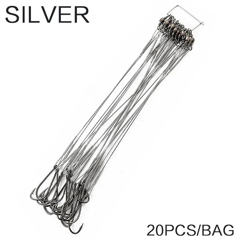 

FLYSAND 20Pcs/Set Anti-Bite Steel Fishing Line Leaders with Swivel - 50LB Steel Wire Fishing Tackle Gear & Accessories 20PCS 25CM серебряный