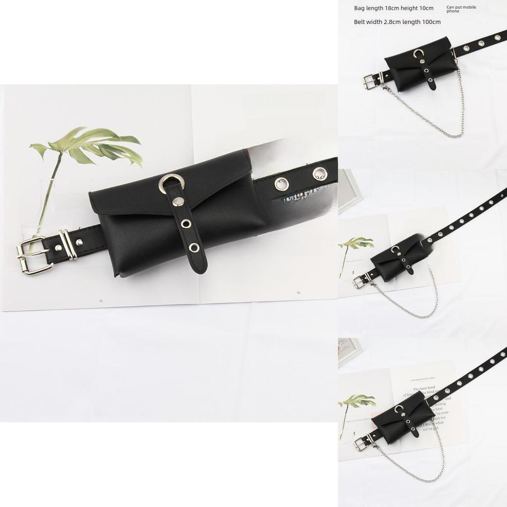 Punk Style Belt For Women With Pu Material And Adjustable Pin Buckle For Fashionable Streetwear