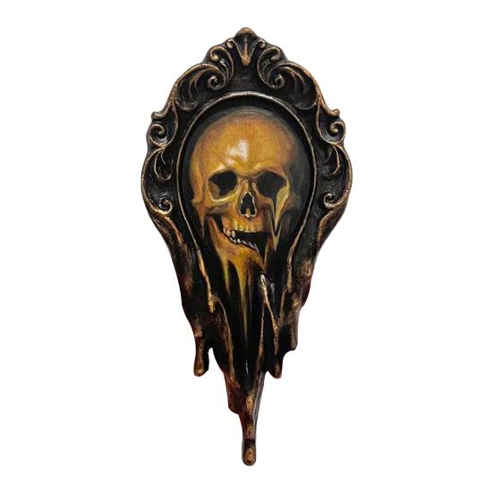 Skull Wall Art Handmade Liquid Surreal Skull Painting Gothic Framed Wall Decor for Halloween Office Living Room Decor