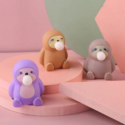 Tierischer süßer Anti-Stress-Ball, Dekompressions-niedliches Faultier, das Blasen bläst, Spielzeug, Abraact, weich, klebrig, Squishi, Stressabbau-Spielzeug, Geschenk