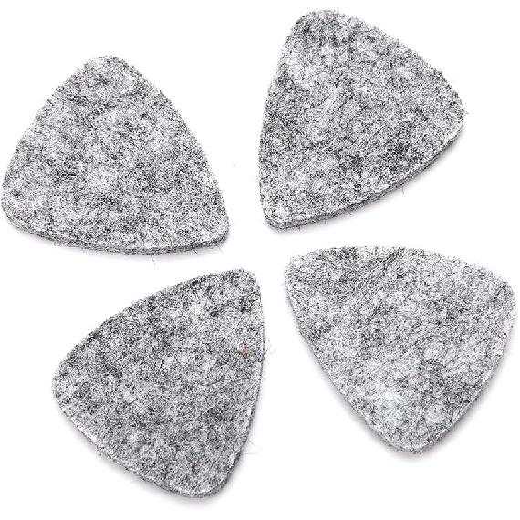 10Pcs Wool Felt Guitar Picks Ukulele Picks, 3mm Thin Red Plectrums with Solid Leather for Ukelele Bass Guitar (Gray)