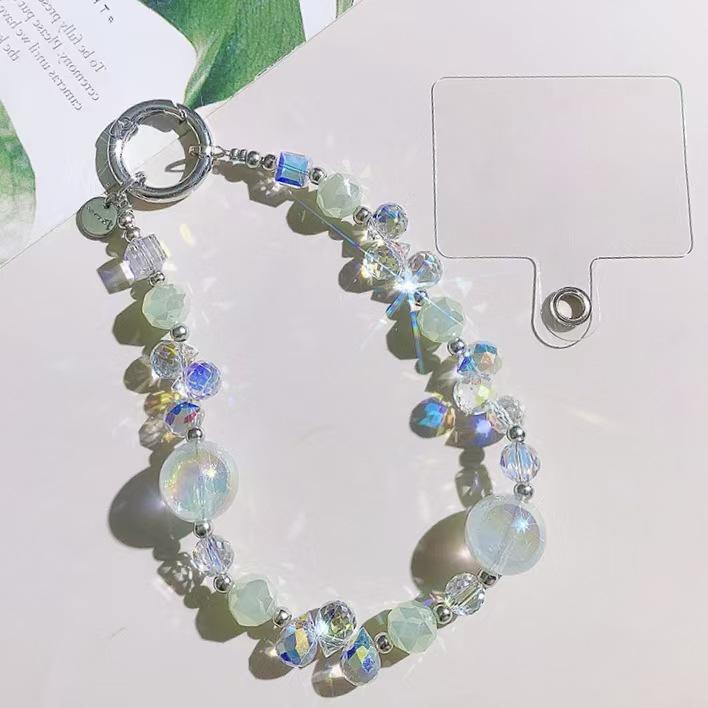 Elegant Rose Quartz Phone Lanyard & Keychain: Women's Wrist Accessory, Purse Charm, and Car Key Holder