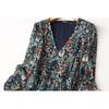 Export Export Elegant Elegance French Vintage Floral Chiffon Dress High Waist Slimming V-Neckline Vacation Dress