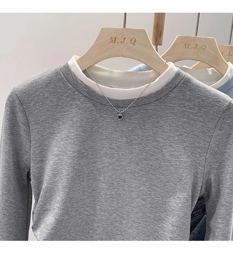 American Spicy Girl Faux Layered Color Block Long Sleeve Shirt - Women's Spring/Autumn 2025 Fashion