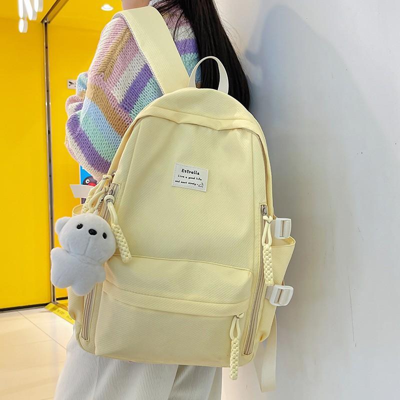 Junior High School Schoolbag Women Korean Preppy Style Light Backpack Large-capacity All-matching Student