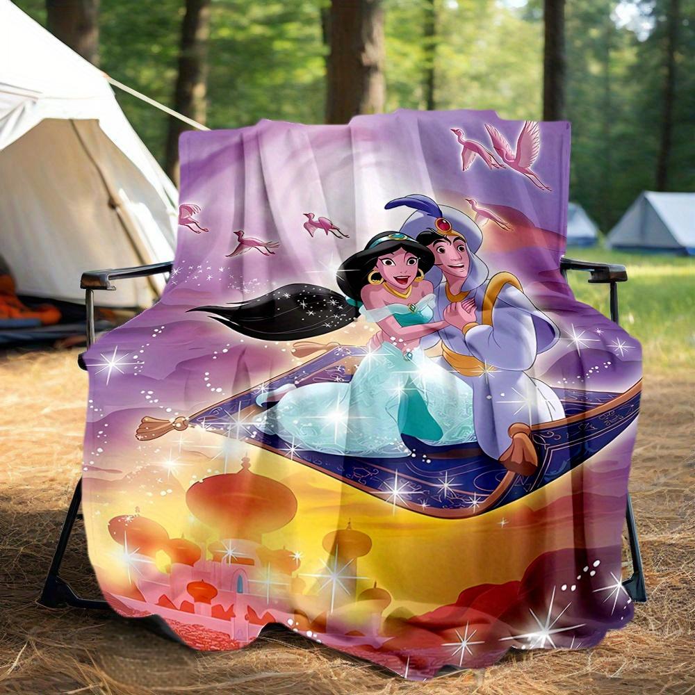 1pc, Disney Aladdin and Princess Jasmine Blanket Home Decorative Throw Blanket for All Seasons, Living Room, Travel, Camping, Car Blankets